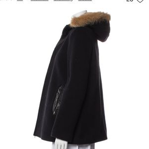 Sandro wool, leather and fur coat